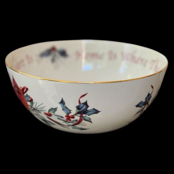 Lenox Winter Greetings Serving/Sentiment Bowl “Home is Where the Heart Is” - Picture 9 of 12